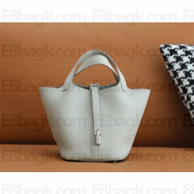 Hermes Picotin Lock Bag in original togo leather gris perle with silver hardware(handmade)