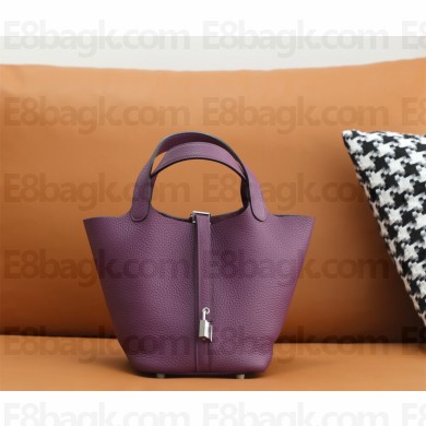 Hermes Picotin Lock Bag in original togo leather anemone with silver hardware(handmade)