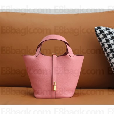 Hermes Picotin Lock Bag in original togo leather rose confetti with gold hardware(handmade)