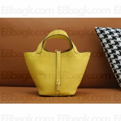 Hermes Picotin Lock Bag in original togo leather lime with gold hardware(handmade)