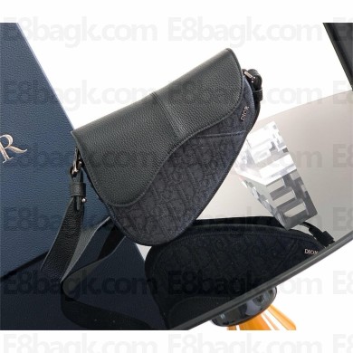 DIOR Mini Saddle Bag IN Black Dior Oblique Jacquard and Black Grained Calfskin 2025
