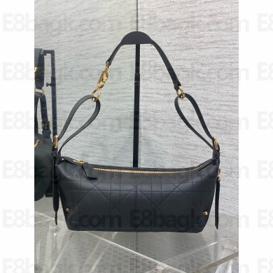 Dior Black Flat Macrocannage Small D-Journey Bag in Vintage Smooth Calfskin 2025