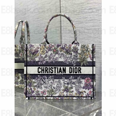 Dior medium Book Tote bag in Latte Embroidery with Multicolor Millefiori Unicorn Motif 2025