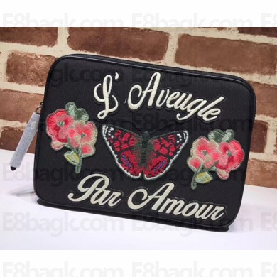 Gucci Techno Canvas Tablet Case With Embroidery Butterfly 473883 2018