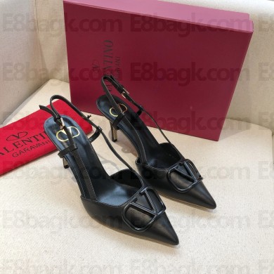 Valentino Heel 7cm VLOGO Calfskin Slingback Pumps black 2020