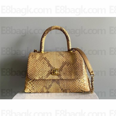 CHANEL COCO Top Handle Bag in python leather GOLD 2024