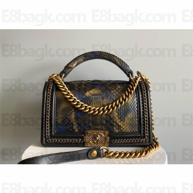 Chanel Chain Boy Flap Medium Bag In Python 01 2024