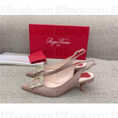 Roger Vivier Virgule Strass Buckle Slingback Pumps in PATENT NUDE 2023