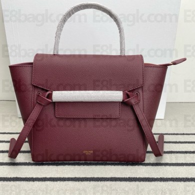 Celine  Nano Belt bag in grained calfskin burgundy 2024