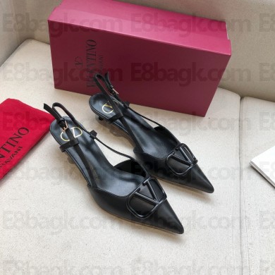 Valentino Heel 4cm VLOGO Calfskin Slingback Pumps black 2020