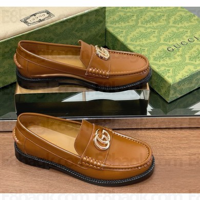 Gucci Women's Double G loafer 816333 brown leather 1125-2024