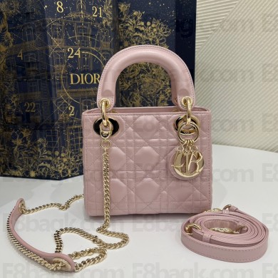 DIOR Mini Lady Dior Bag IN pink Cannage Lambskin with gold hardware 2023