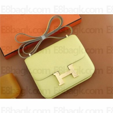 Hermes Constance 18 Bag in original Epsom Leather jaune poussin with gold hardware(handmade)