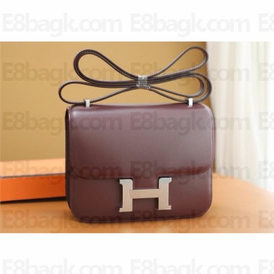Hermes Constance 18 Bag in original box Leather bordeaux with silver hardware(handmade)
