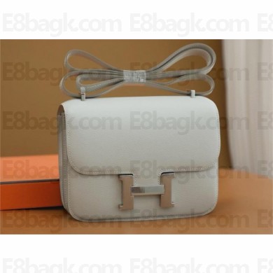 Hermes Constance 18 Bag in original evercolor Leather gris perle with silver hardware(handmade)