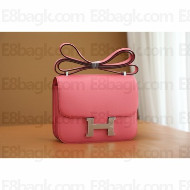 Hermes Constance 18 Bag in original evercolor Leather rose azalee with silver hardware(handmade)