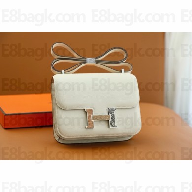 Hermes Constance 18 Bag in EPSOM LEATHER NATA WITH CROCODILE HARDWARE(HANDMADE)