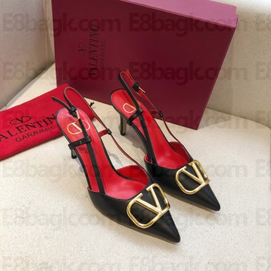 Valentino Heel 7cm VLOGO Calfskin Slingback Pumps BLACK/RED 2020