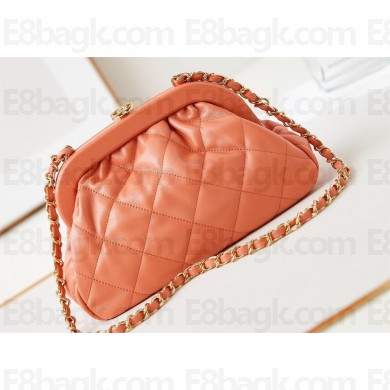 chanel Lambskin & Gold-Tone Metal Coral clutch AS4717 2024
