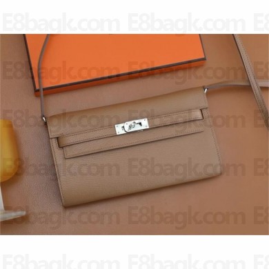Hermes Kelly Classique To Go wallet in mysore leather querbracho with silver hardware(original quality+handmade)
