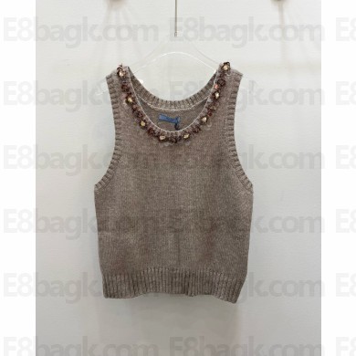 prada Sleeveless wool and cashmere top cord 2024 