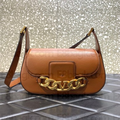 Valentino VLogo Chain Calfskin Shoulder Bag tan 2022 0080