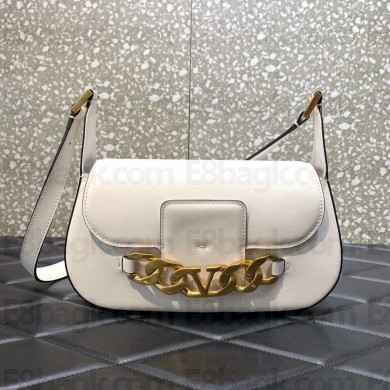 Valentino VLogo Chain Calfskin Shoulder Bag white 2022 0080