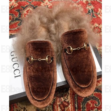 Gucci Princetown Jordaan Fur Wool Slipper Velvet Caramel 2018
