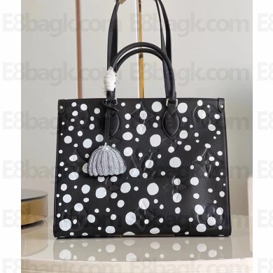 LV x YK OnTheGo MM TOTE BAG M46389 BLACK WHITE 2023