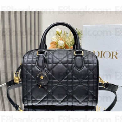 Dior Groove 25 Bag in black Macrocannage Calfskin 2024