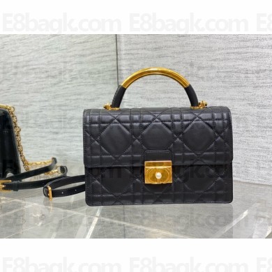 Dior MEDIUM Ange Bag in BLACK Macrocannage Calfskin 2024