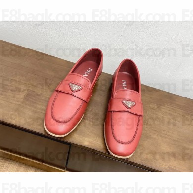 Prada women's calfskin  Loafers in red 2024