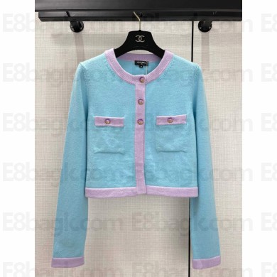 CHANEL Cashmere Light Pink & Light Green cardigan 2024 SS 