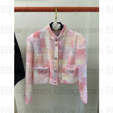 CHANEL pink block tweed jacket 2023