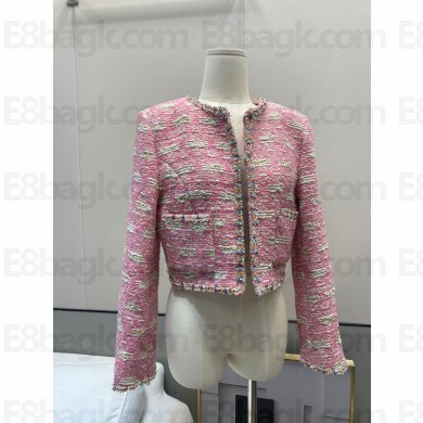 chanel pink multicolor tweed jacket 2023