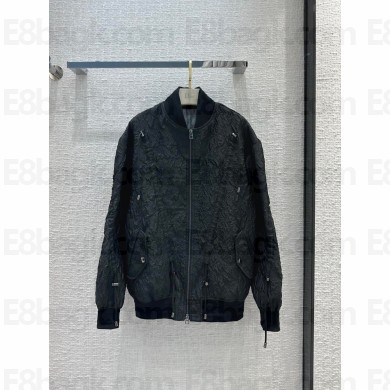 dior Black Matte Cloqué-Effect Technical Fabric Bomber Jacket 2023