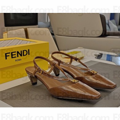 Fendi FFold Brown eel leather low-heeled slingbacks 1113-2024