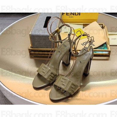 Fendi Delfina round-toe sandal buckle-fastening ankle strap green heel 10cm 1113-2024
