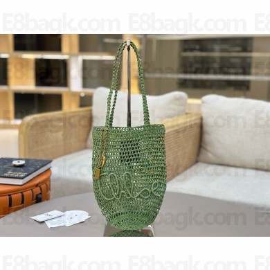CHLOE Summer Banana Small raffia tote bag GREEN 2025