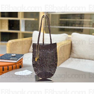 CHLOE Summer Banana Small raffia tote bag COFFEE 2025