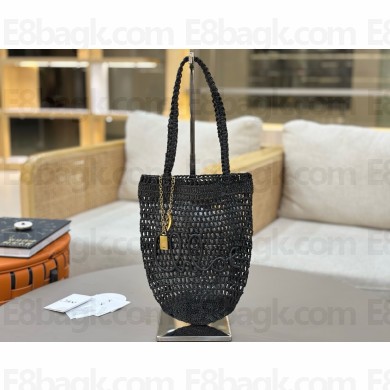 CHLOE Summer Banana Small raffia tote bag black 2025