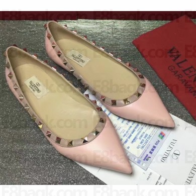 Valentino sheepskin rockstud ballet flats pink