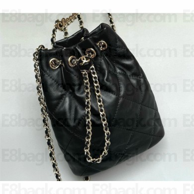 CHANEL Shiny Lambskin & Gold-Tone Metal Backpack AS4810 black 2024