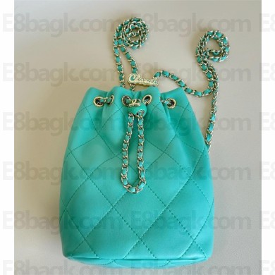 CHANEL Shiny Lambskin & Gold-Tone Metal Backpack AS4810 green 2024