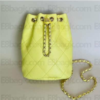 CHANEL Shiny Lambskin & Gold-Tone Metal Backpack AS4810 yellow 2024
