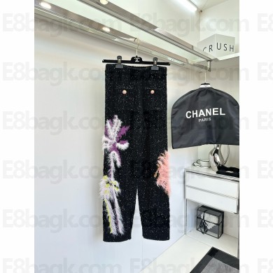 Chanel Glittered Wool & Mixed Fibers Black & Multicolor PANTS P76568 2024 