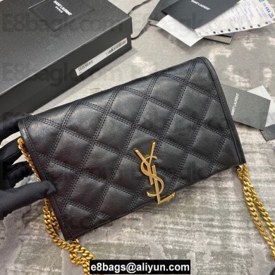 saint laurent becky chain wallet in lambskin 585031 black