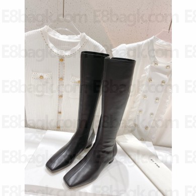 BY FAR Edie 30mm knee-high boots in calfskin black 2023