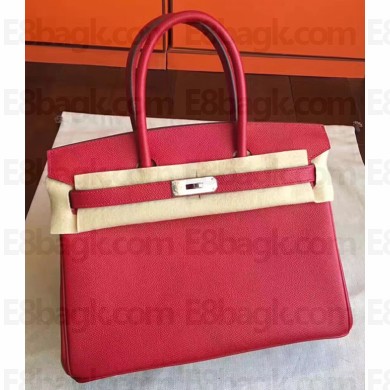 Hermes Birkin 30/35 Bag In Original Epsom Leather With Gold/Silver Hardware Red