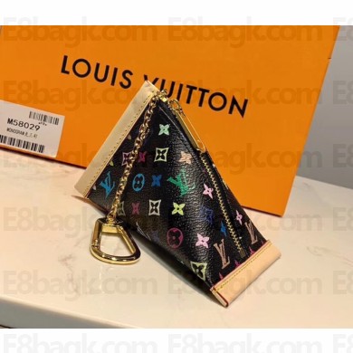 louis vuitton black monogram triangle pouch bag charm and key holder